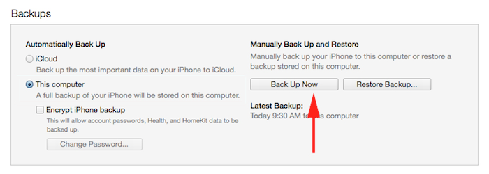 See where in iTunes to make a backup of your iPhone, iPad, or iPod Touch