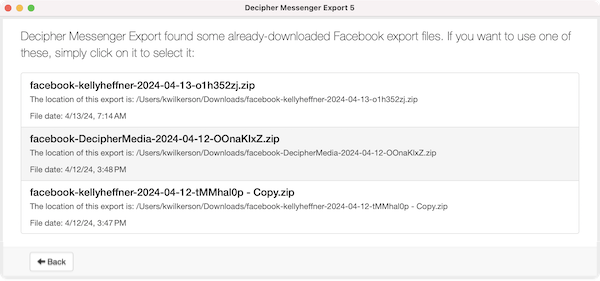 Import Facebook data into Decipher Messenger Export to save chats as PDF.