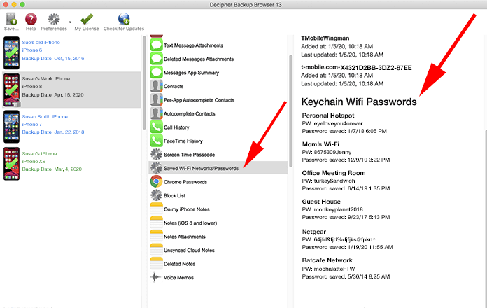 View and recover saved Wi-Fi passwords from any iPhone using Decipher Backup Browser