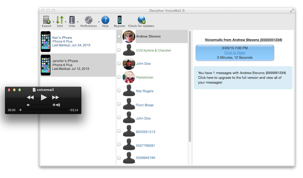 Export iPhone voicemails to your Mac