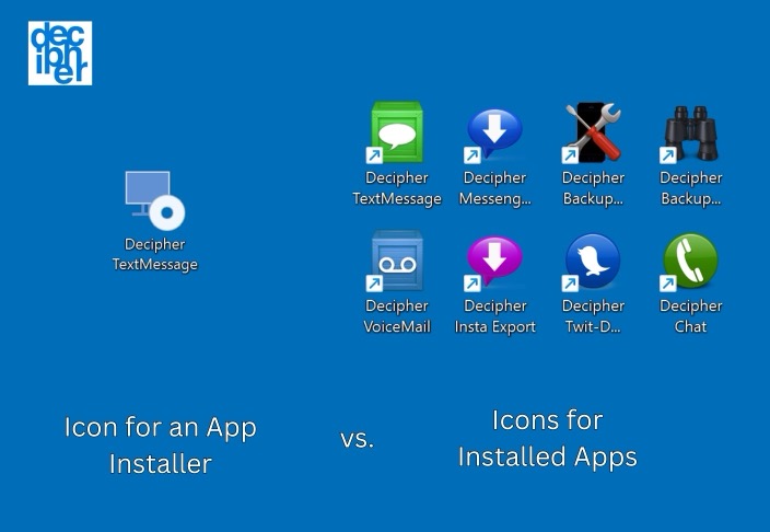 Picture of an app installer icon versus icons for installed apps.