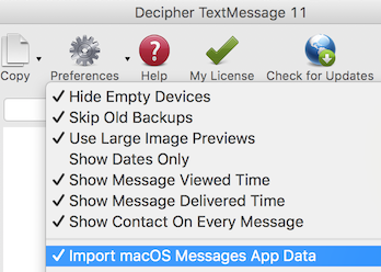 Enable Import macOS Messages App Data for printing iMessages from the Mac Messages app.